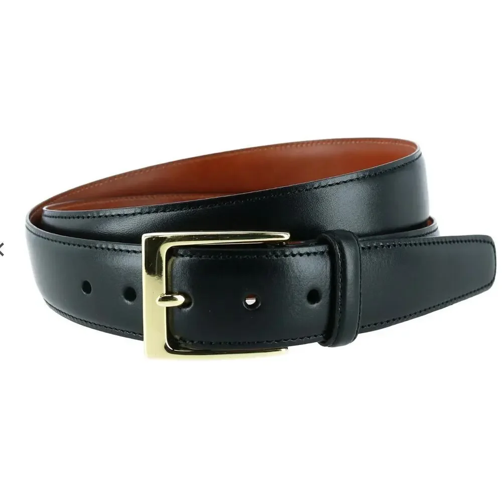 Trafalgar Men's Classic 30mm Black Cortina Leather Dress Belt, Size 44, Like New